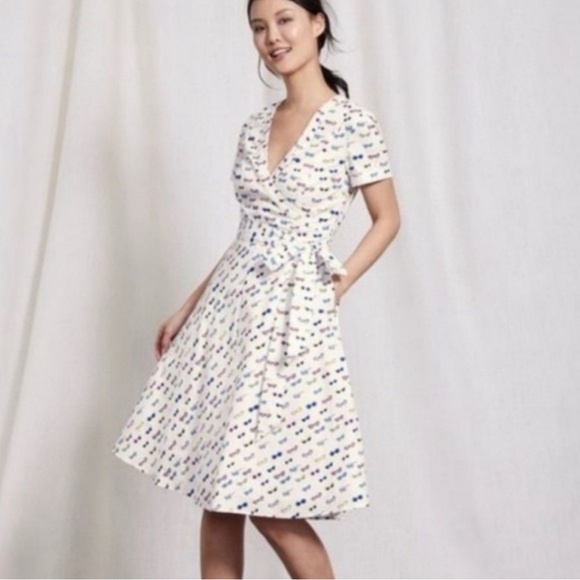 Boden Dresses & Skirts - BODEN Lara Wrap Dress Sunglasses Print Size 4 L Short Sleeve Midi